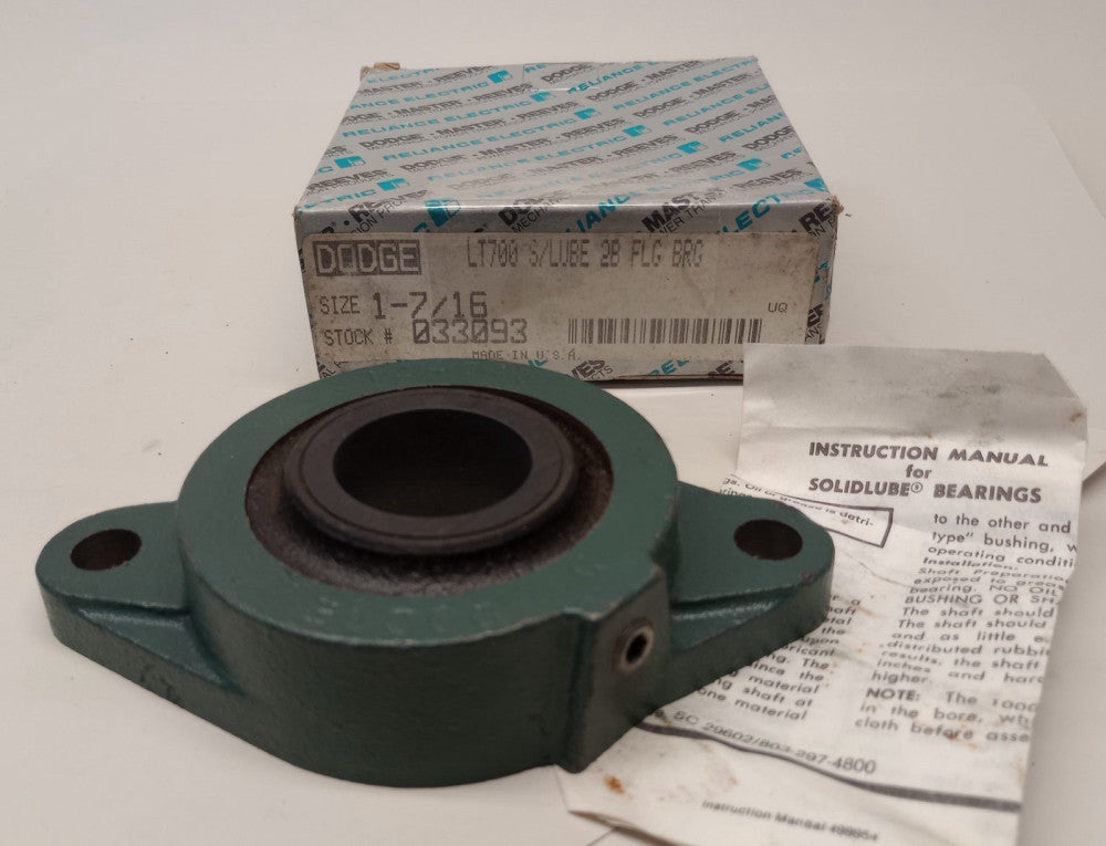Dodge 033093 Plain Sleeve Bearing 2-Bolt Flange-Mount 1-7/16 Bore F2B-LT7-107