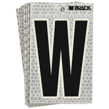 Brady 3020-W Refl. Letter Label, W, Glow In Dark,Pk10