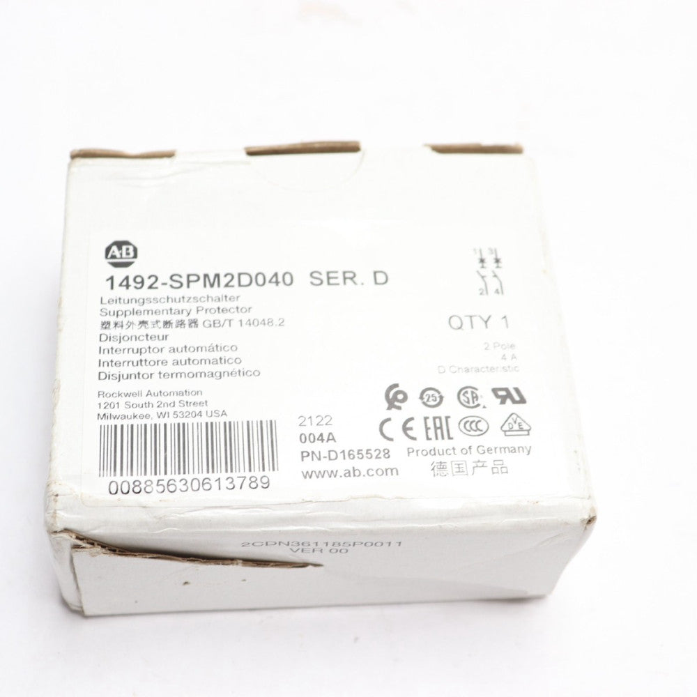 Allen Bradley 2-Pole Configuration Supplementary Protector Trip Curve D White 4A