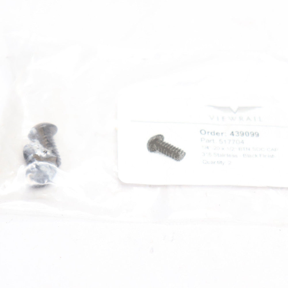 (2-Pk) Viewrall Button Head Socket Cap Screw Black 1/4-20 X 1/2" 517704 