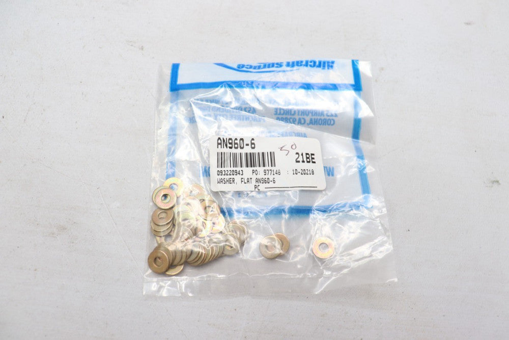 (50-Pk) Aircraft Carbon Steel Standard Flat Washer Cadmium Yellow #6 x 1/32"