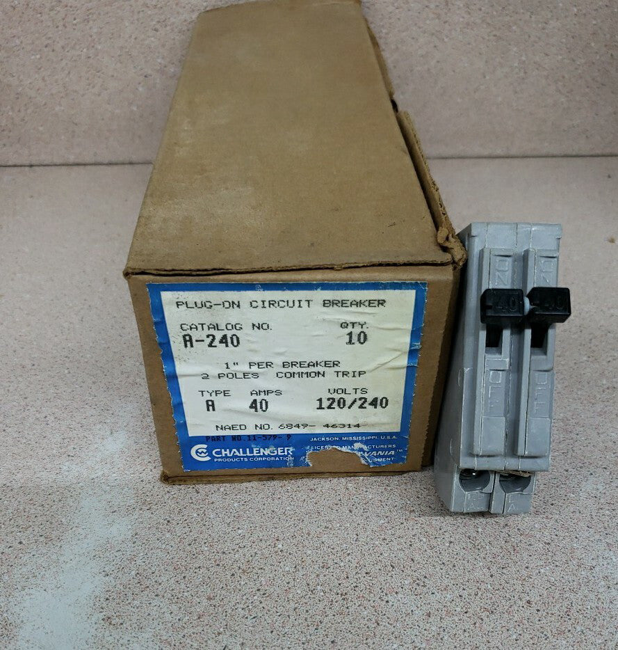 1) New Old Stock! Challenger Type A 2 Pole 40 Amp 120V A240