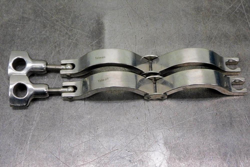Lot of Two (2) Unbranded Stainless SS SANI-LOCK Clamp 2" Tube Size