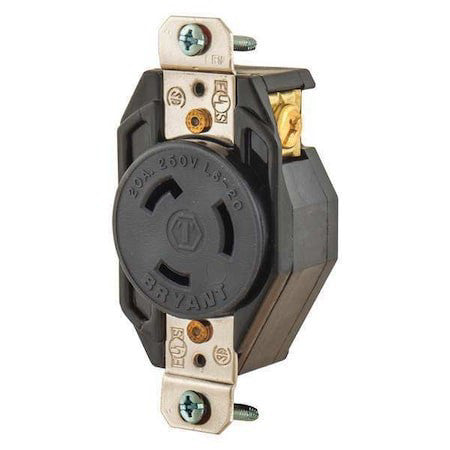 Bryant 70620Fr Locking Receptacle, L6-20R, 20 A, 250V Ac, Single Phase, 2 Pole,