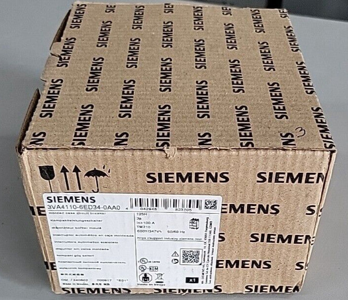 1) Siemens 3VA4110-6ED34-0AA0 3 Pole 100 Amp 480v