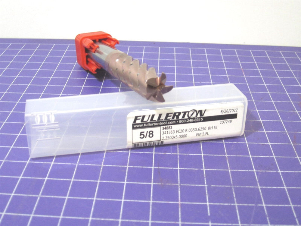 Fullerton Tool 5/8 Carbide End Mill 3415 Fantom Vicor 5F RH Variable Helix