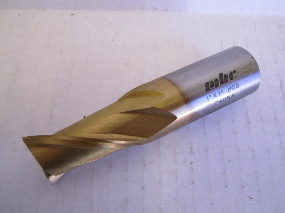 (722-1107) 1" x 1" x 1-5/8" x 4-1/8" OAL HSS TiN 2-Flute Square Endmill New
