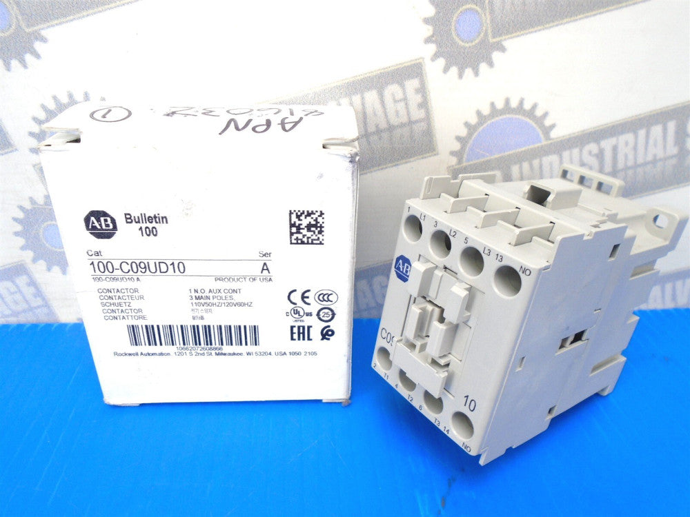 Allen-Bradley - 100-C09D10 - IEC CONTACTOR 3PL, 1-N.O. 110/120V 9A, (NEW in BOX)