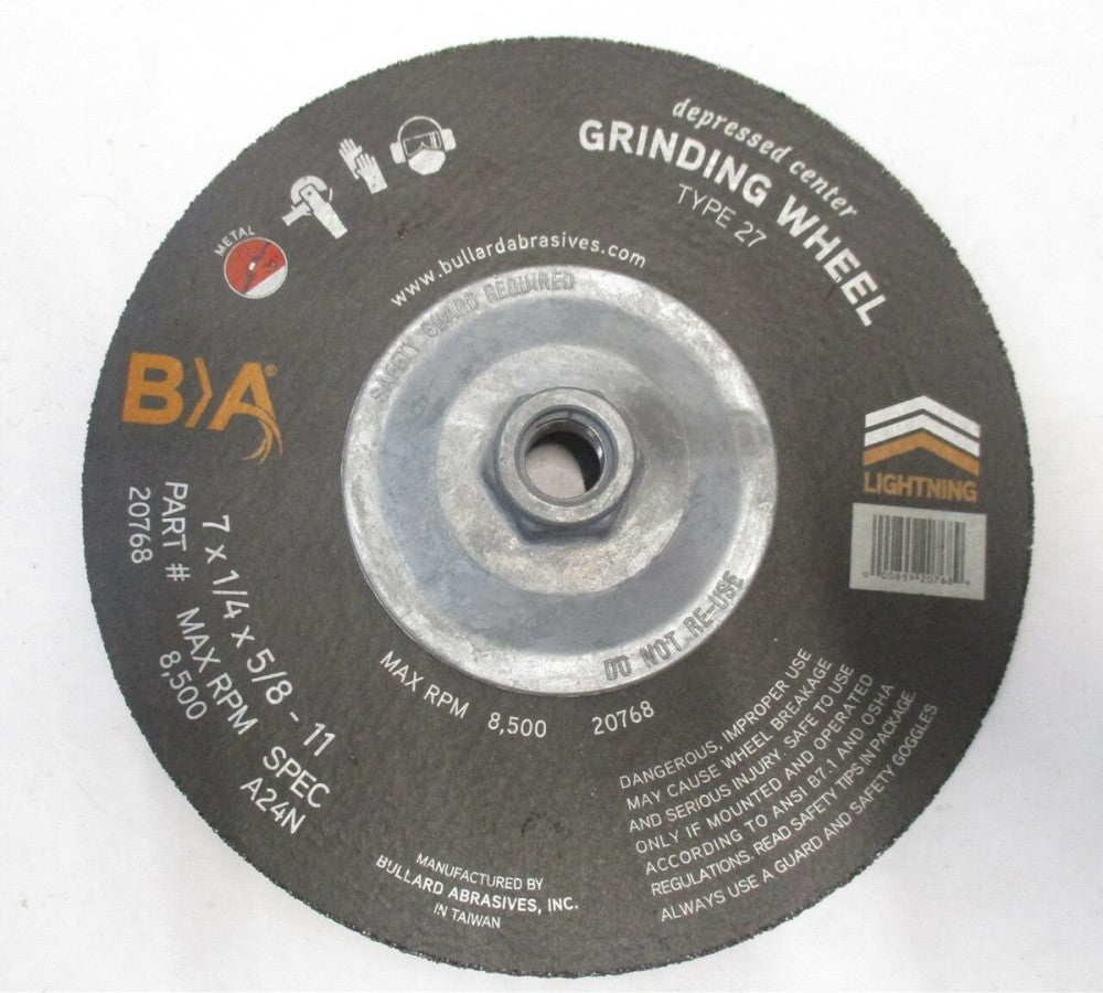 Bullard (20768) 7 x 1/4 x 5/8-11 Aluminum Oxide Depressed Center Grinding Wheel