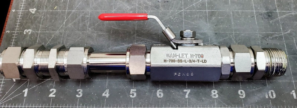¾” Tube SS Locking Lever Ball Valve With ¾” x ¾” Bulkhead Tube Union NEW [B2B2]