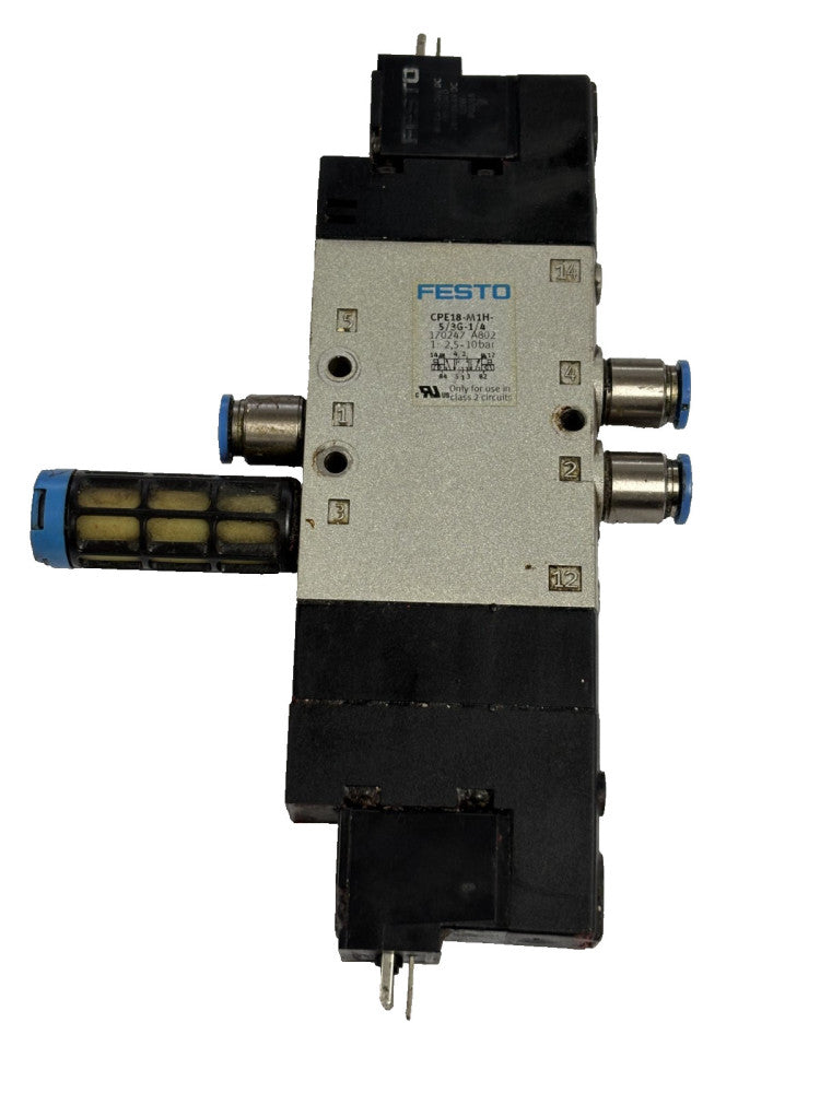 FESTO AIR SOLENOID VALVE CPE18-M1H-5/3GL-1/4 BAR 10, FESTO COIL MSEB-3-24V DC