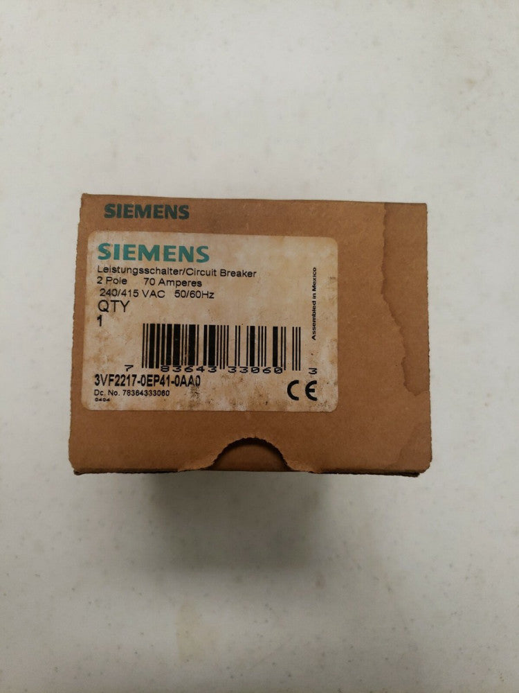 SIEMENS 3VF2217-0EP41-0AA0 70 AMP 2 POLE CIRCUIT BREAKER NEW OLD STOCK
