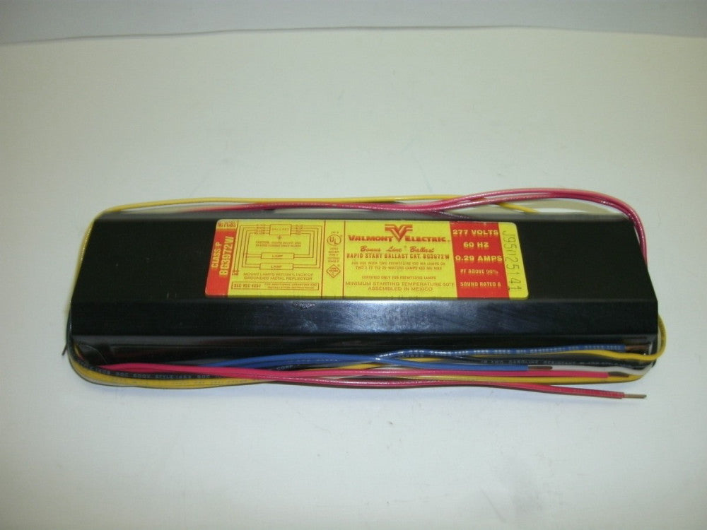 VALMONT 8G3972W RAPID START BALLAST 277 VOLTS 60 HZ 0.29 AMPS CLASS P NO PCB's