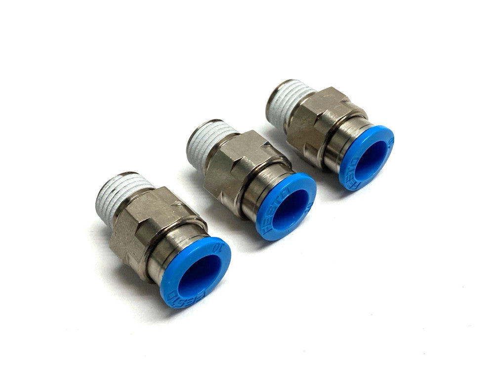 Festo QS-1/4-10 Pneumatic Push-In Fitting 10mm OD 153007 LOT OF 3