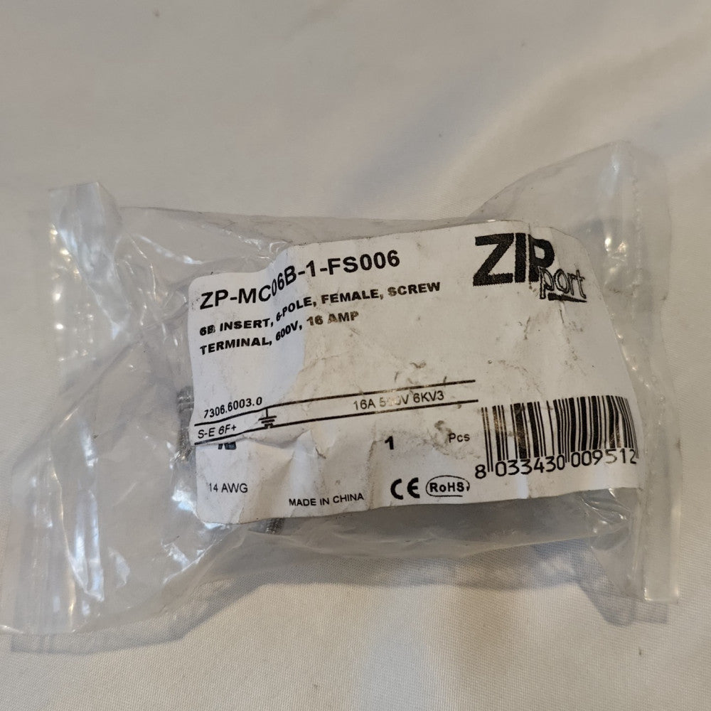 Zip Port ZP-MC06B-1-FS006 Female Connector Insert 600V 16A