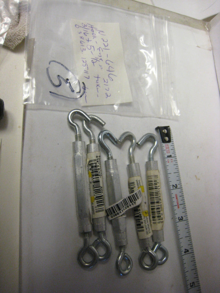 5 Stanley National N221-846 3/16" x 5-1/2" Zinc Alum Hook to EYE Turnbuckle