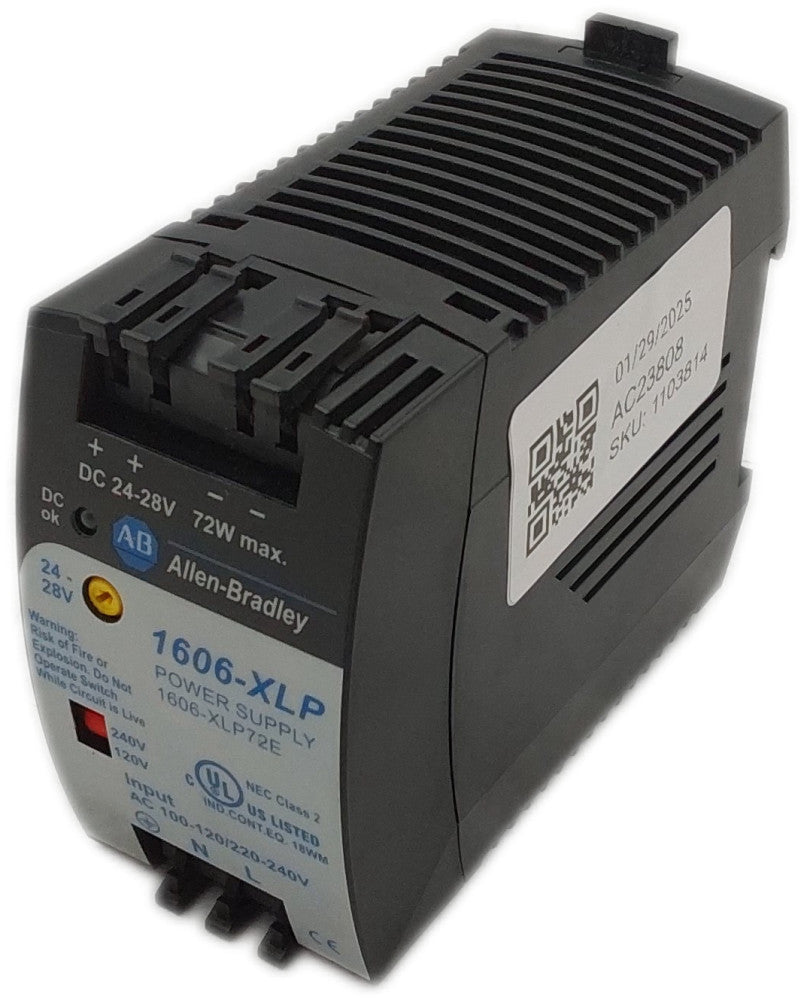 Allen Bradley 1606-XLP72E  Power Supply 24VDC @ 3A Output w/ 120/240VAC Input
