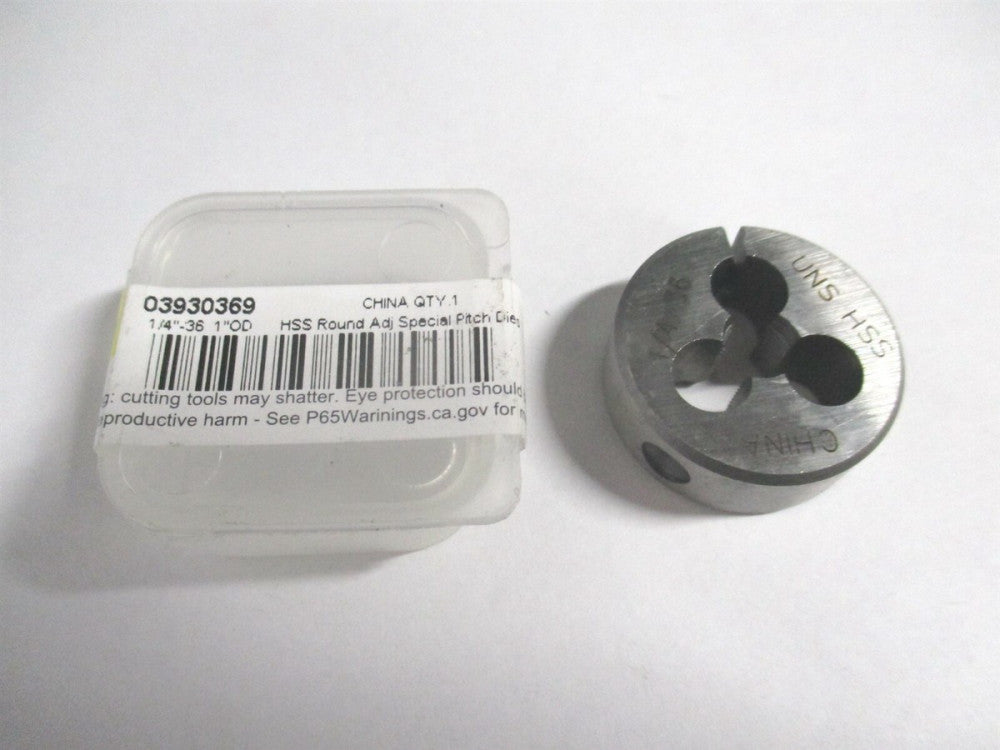 (315-1124) 1/4-36 UNS x 2" High Speed Steel RH Round Adjustable Die
