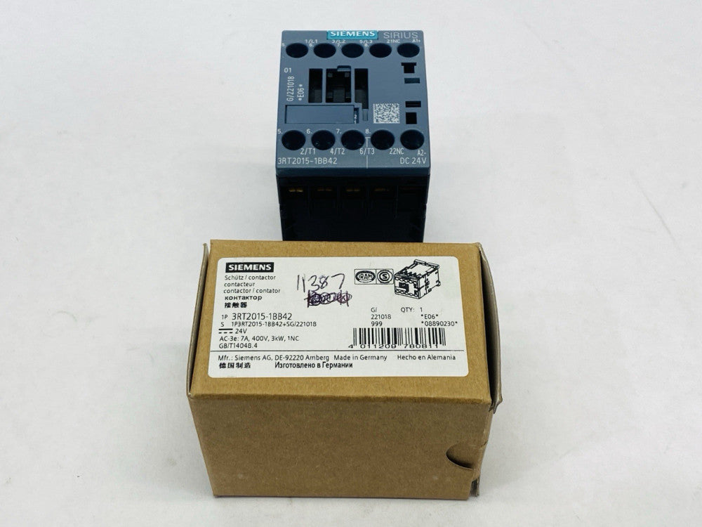 Siemens 3RT2015-1BB42 Contactor 7A 400V 3kW 1NC 3-Pole