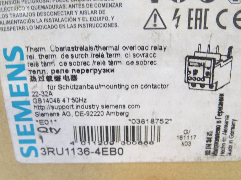 SIEMENS 3RU1136-4EB0 RELAY