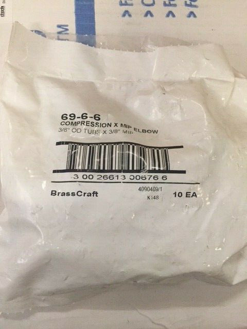 (10 pack) BrassCraft 69-6-6 Compression X MIP ELBOW 3/8" OD Tube x 3/8" MIP NEW