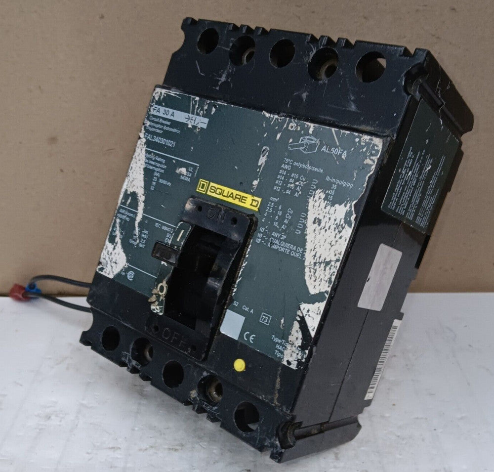 SQUARE D 30 AMP CIRCUIT BREAKER W/ SHUNT TRIP 3 POLE 480 VAC FAL340301021
