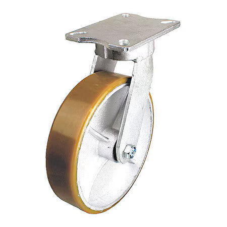 Zoro Select P25s-Uy050k-16 Plate Caster,990 Lb. Load,Yellow Wheel