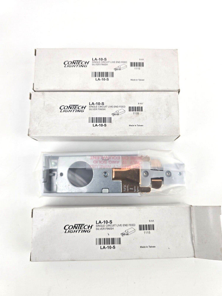 3pcs Contech Lighting LA-10-S Silver Circuit Live End Track Feed