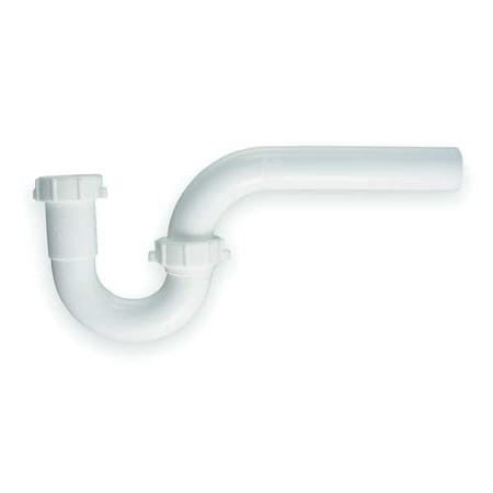 Zoro Select 1Pnx6 1-1/2 Dia, Polypropylene, White/Plastic, Kitchen, P-Trap