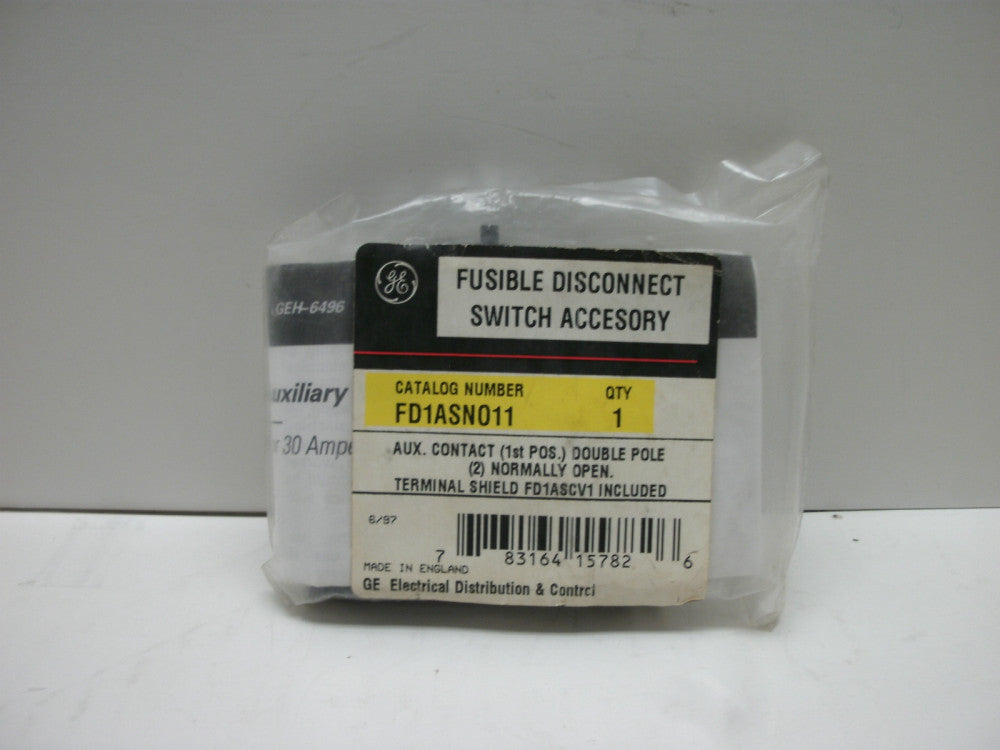 GENERAL ELECTRIC FD1ASN011 AUXILIARY CONTACT DBL POLE NC W/TERMINAL SHIELD NIB