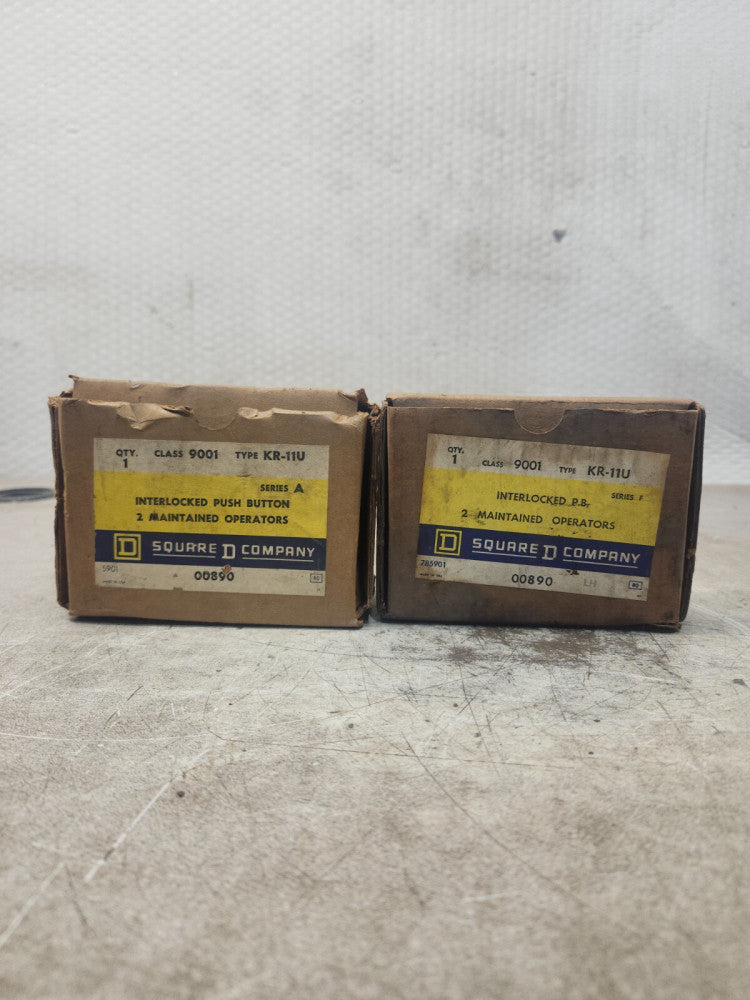 NEW LOT OF 2 SQUARE D Interlocked Push Button 2 Maintained Operators KR-11U