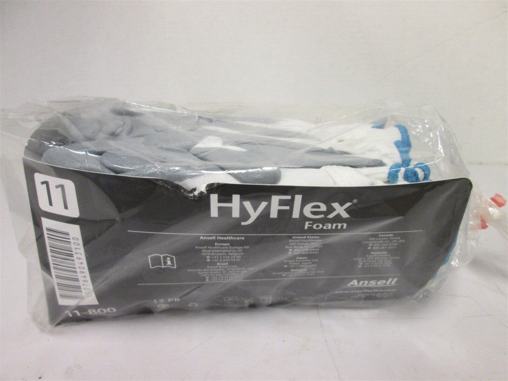 (12) Pair Ansell 11-800-11 Lite Duty Gray/White 2XL Nitrile Coated Gloves New