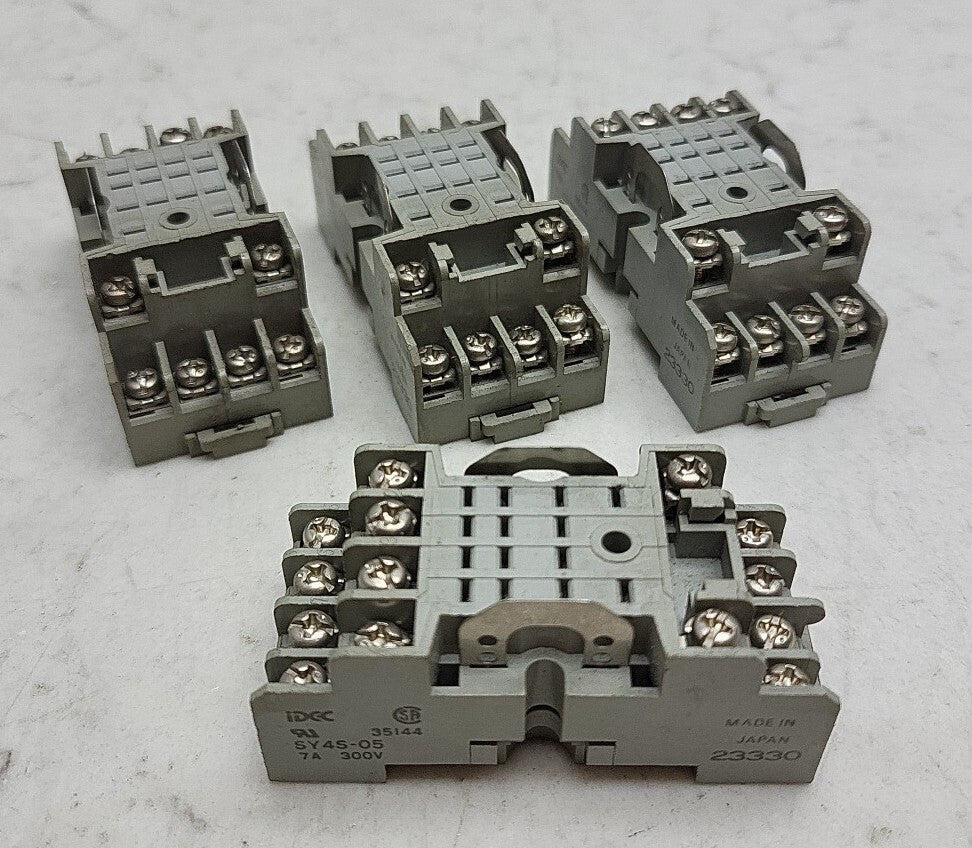 4 Pack IDEC SY4S-05 7A 300V Relay Socket Base Din Rail 14 Pin Flat *USED 
