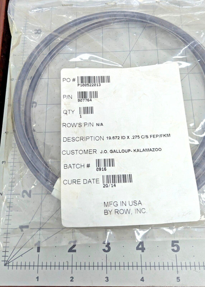19.672"ID X .275"C/S FEP Encapsulated FKM Core O-Ring 907764 ROW INC. [OF38]