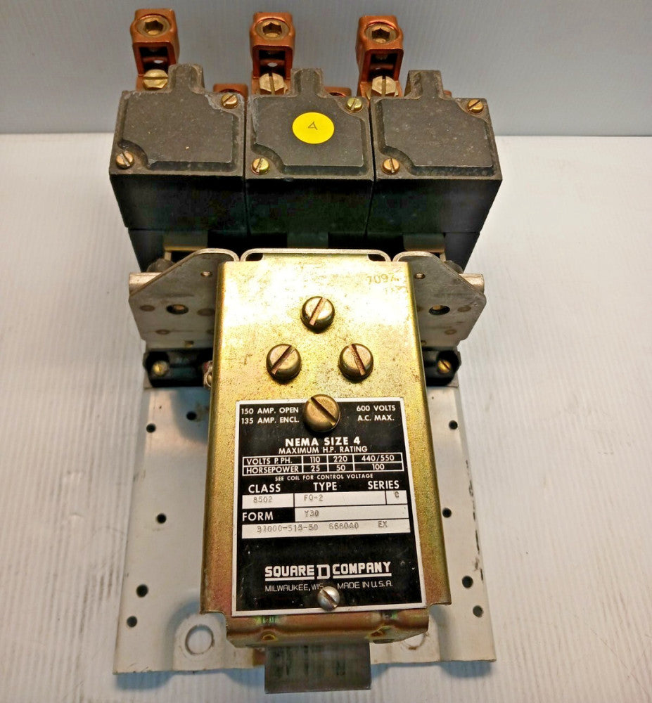 SQUARE D SIZE 4 MOTOR CONTACTOR 150 AMP 100 HP COIL 120 VAC 8502 F0-2
