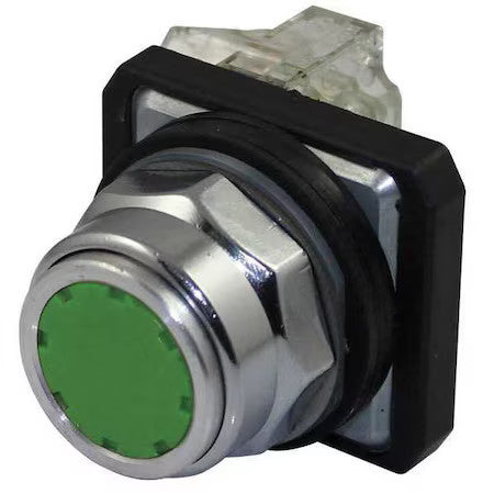 Dayton 30G438 Flush Push Button Operator, 30 Mm, 1No/1Nc, Green