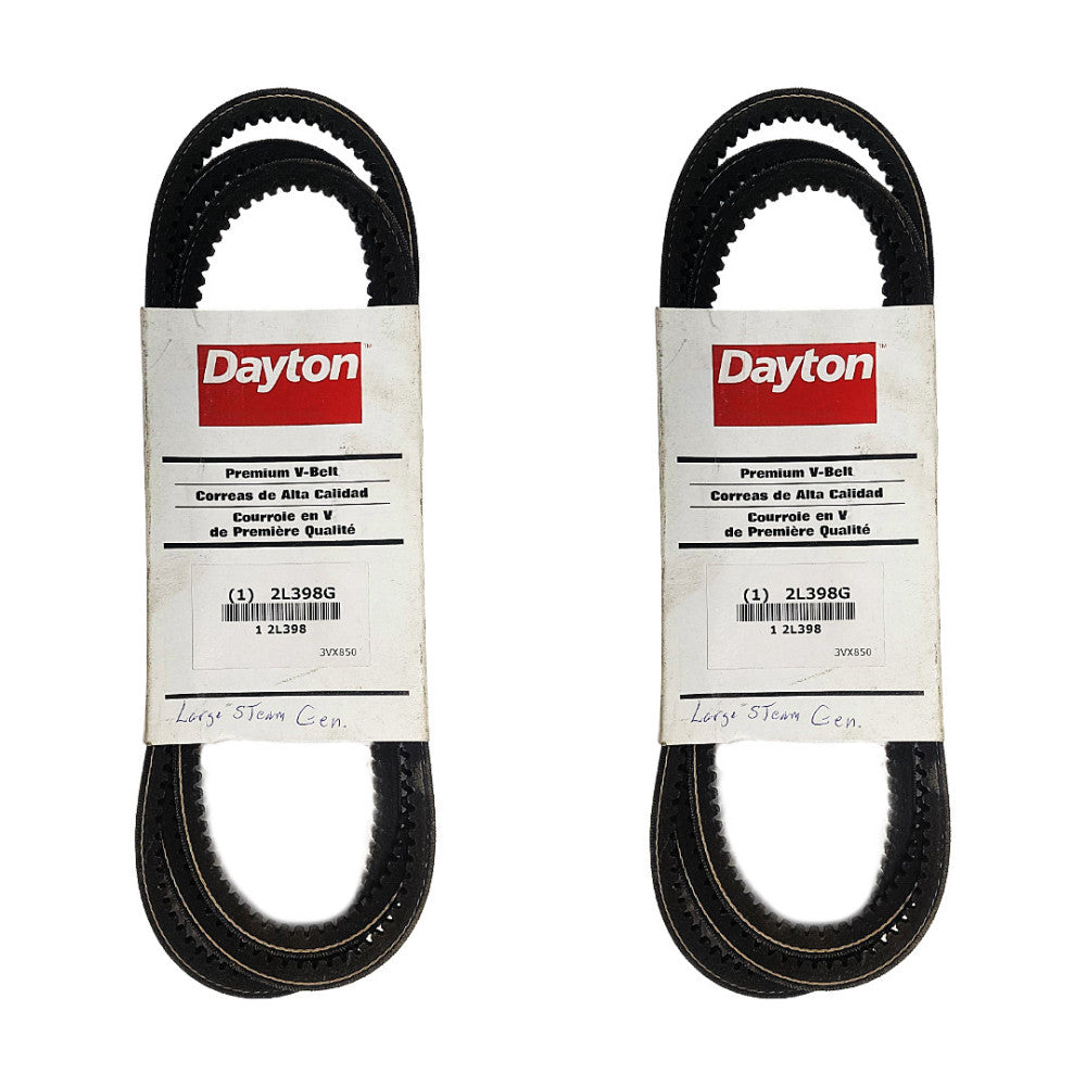 DAYTON COGGED V-BELTS 3VX850 (LOT OF 2) 85" OD 3/8" TOP WIDTH 0.313" THICK