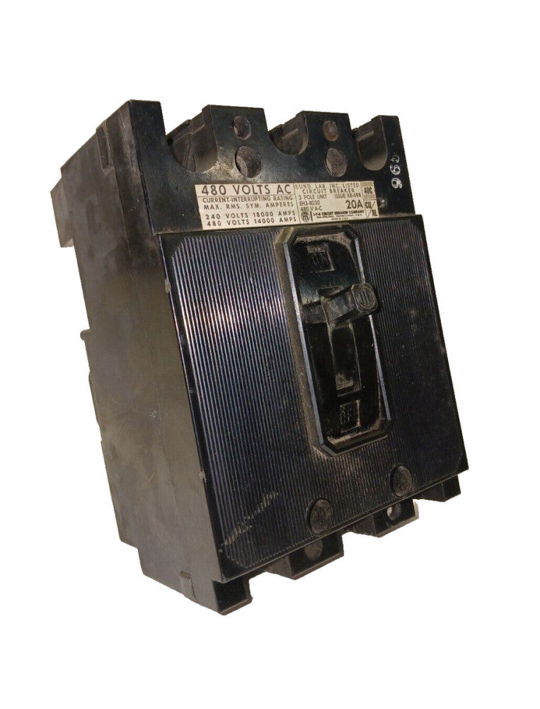 I-T-E SIEMENS 20 AMP CIRCUIT BREAKER 480 VAC  EH3B020