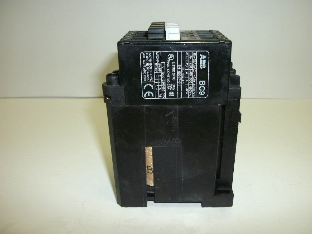 ABB BC9-30-01 CONTACTOR 22 AMP 3 POLE 24VDC COIL W/1 NC AUX