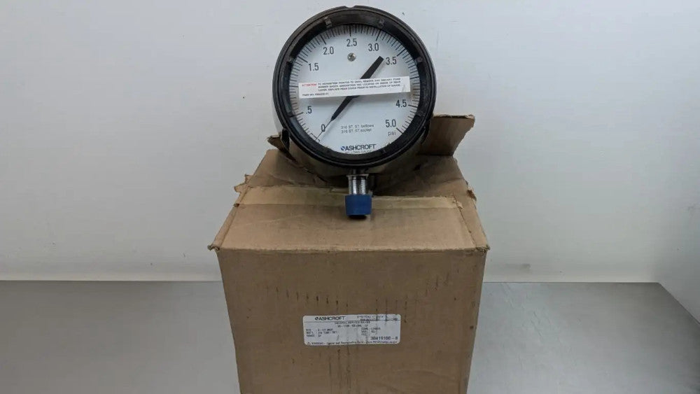 Ashcroft 45-1189-SS-04L-5# Low Pressure Bellows Gauge 5 PSI 4-1/2"