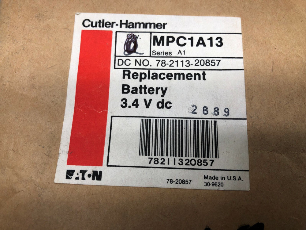 NEW NO BOX CUTLER HAMMER 3.4 VDC REPLACEMENT BATTERY MPC1A13