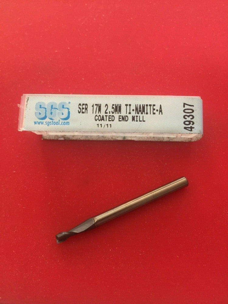 NEW SGS 49307 2.5mm Solid Carbide End Mill 2 Flute Square AlTiN Coated