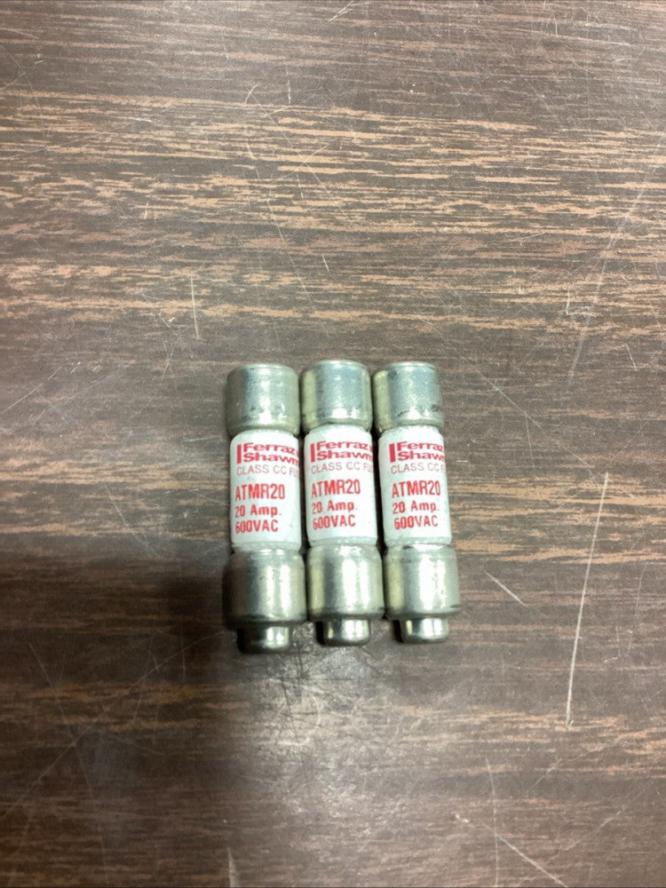 Ferraz Shawmut ATMR 20 20A 600V FAST ACTING Fuse, Lot Of 3