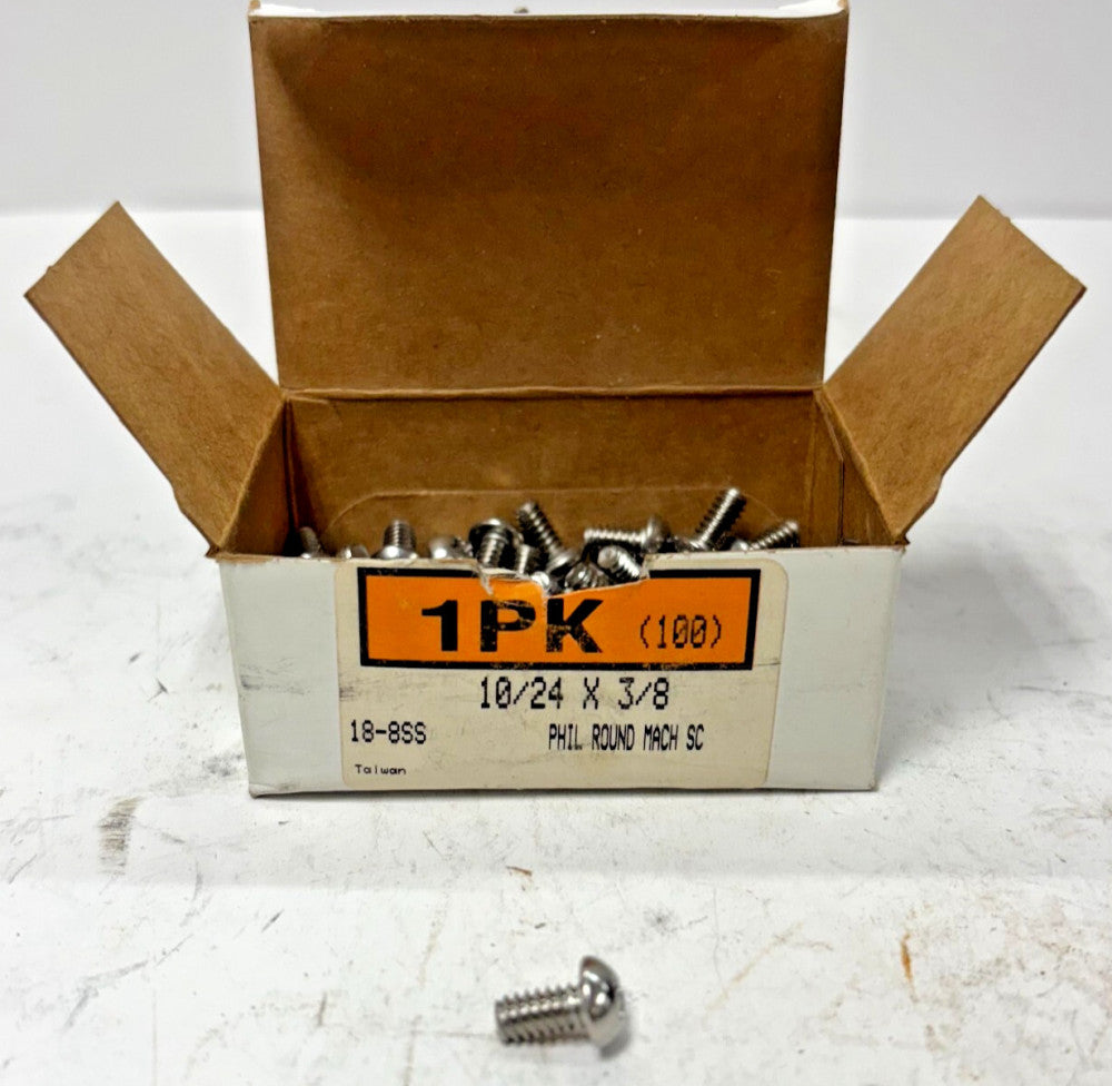PHILLIPS MACHINE SCREWS LOT OF APPROX. 100 10/24X3/8 HEAD SIZE 3/8" TPI 24 3/8"