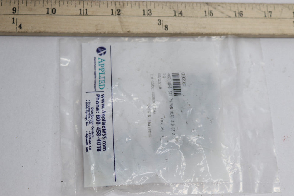 (50-Pk) Pan Head External Tooth Washer Machine Screw Grade 18-8 #10-32 x 3/8"