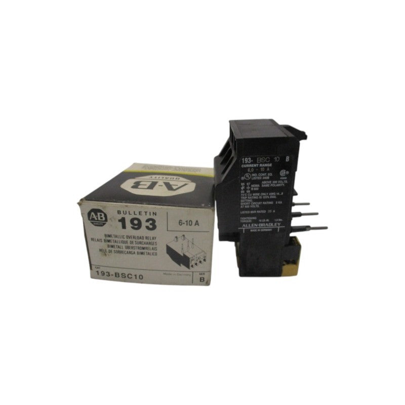 ALLEN BRADLEY 193-BSC10 SER.B 6-10A (BK/YL)NSMP