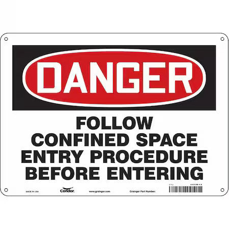 Condor 465M49 Safety Sign, 10 In Height, 14 In Width, Aluminum, Horizontal