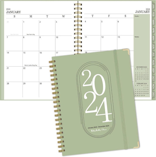 2024 Planner - Weekly and Monthly Planner 2024 January-December, Spiral Bound, 6