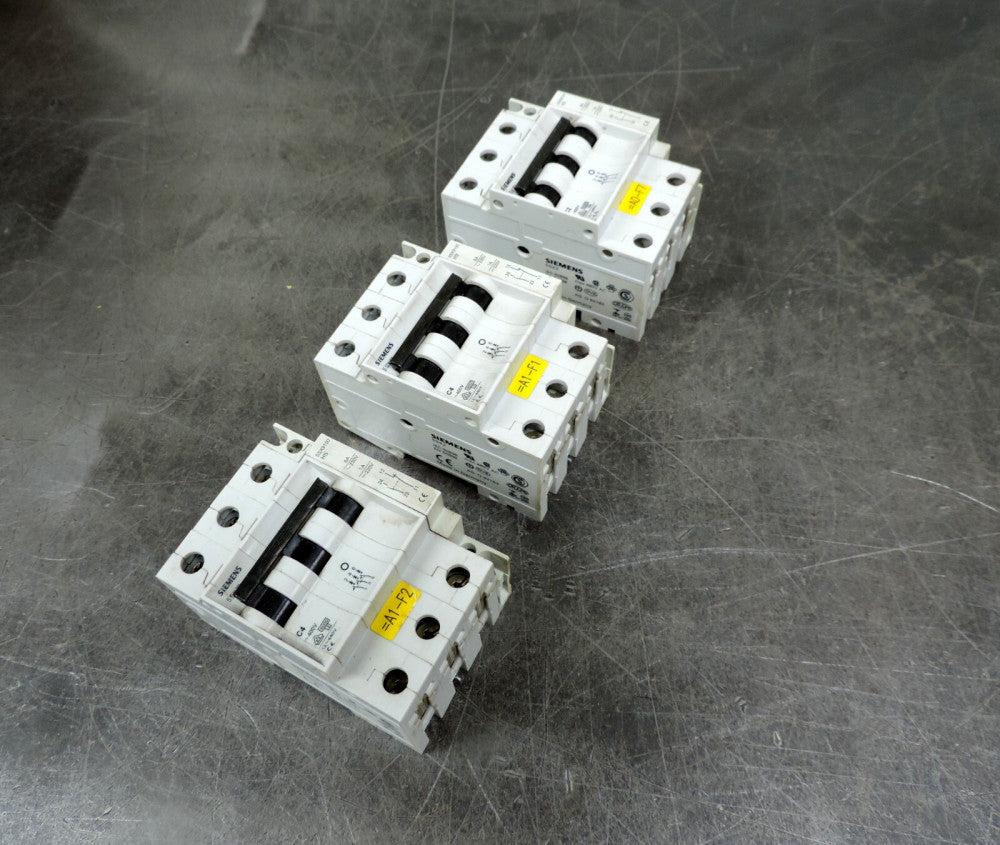 Siemens 5SX23 C4 & C2 Circuit Breaker w/ 5SX9100 HS Auxiliary Contact Lot of (3)