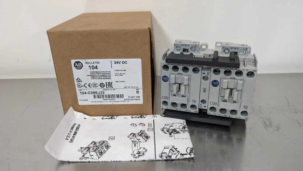 Allen-Bradley 104-C09EJ22 Reversing Contactor PN-27725 Ser B 2 ID 2 OD 24VDC ...